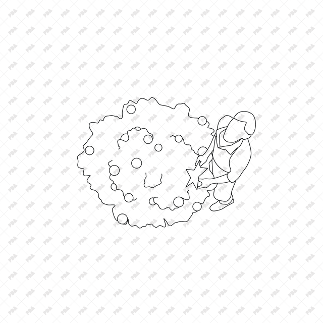 CAD, Vector, PNG Family Decorating a Christmas Tree in Top View - Post Digital Architecture — Free and Affordable Resources for Architects