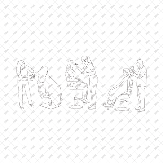 CAD, Vector, PNG Beauty Salon in Side and Front View - Post Digital Architecture — Free and Affordable Resources for Architects