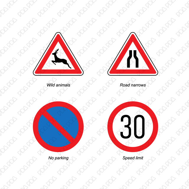 Road Signs Set (Front view) - Post Digital Architecture — Free and Affordable Resources for Architects