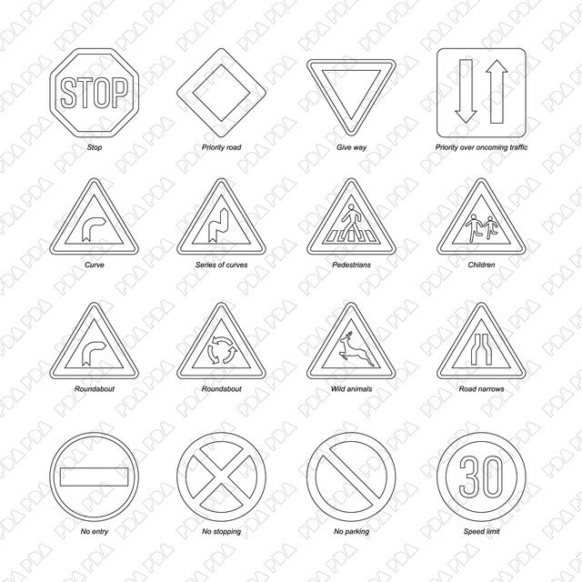 Road Signs Set (Front view) - Post Digital Architecture — Free and Affordable Resources for Architects