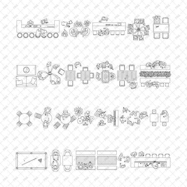 CAD, Vector Bar and Pub Set (Top view) - Post Digital Architecture — Free and Affordable Resources for Architects