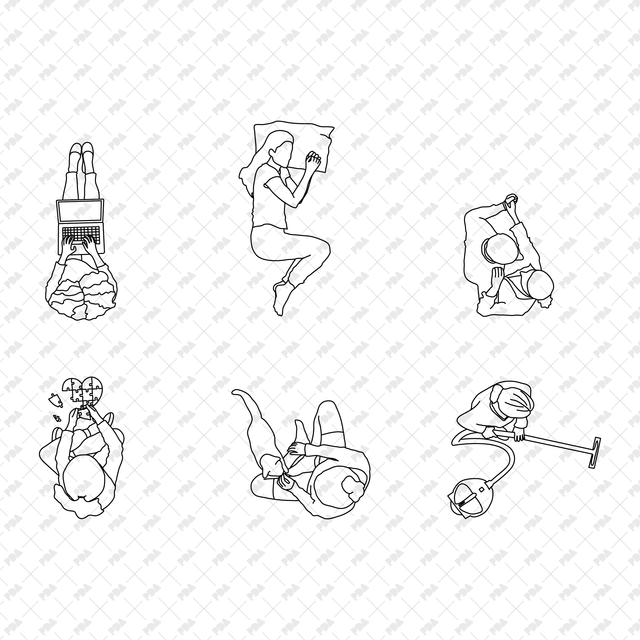 CAD, Vector People at Home from Above Multi-Pack (Top view) - Post Digital Architecture — Free and Affordable Resources for Architects