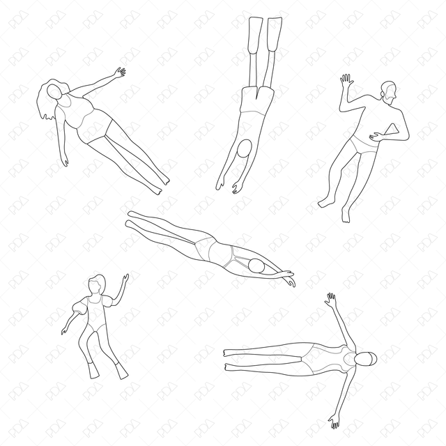 Vector Swimming and Diving Top View Characters - Post Digital Architecture — Free and Affordable Resources for Architects