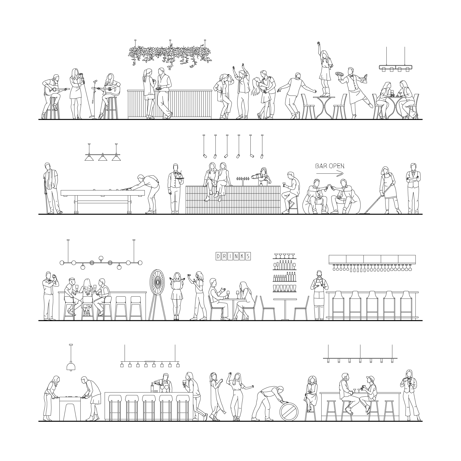 CAD, Vector Bar and Pub Set (Front view and side view) Student License