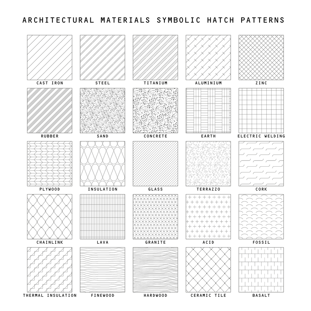 Illustrator Pattern Library - Architectural Materials Hatch Patterns | Post Digital Architecture