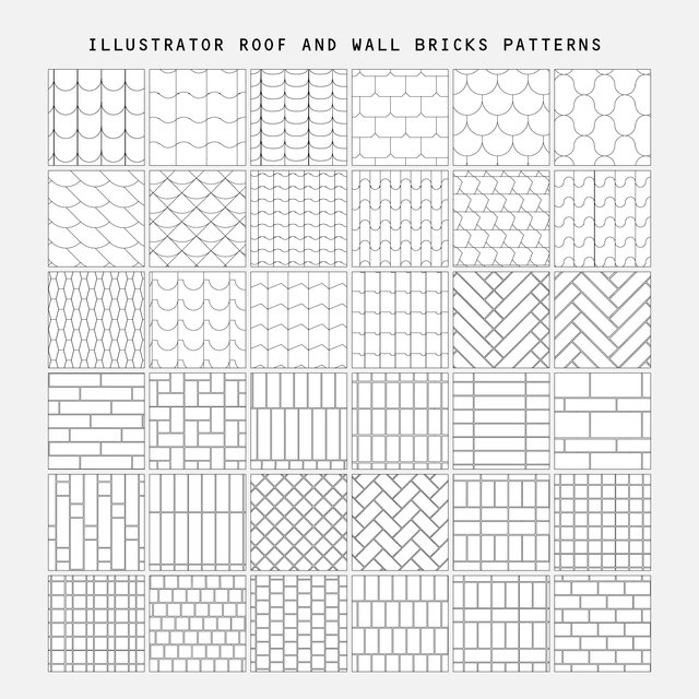 Illustrator Roof and Wall Brick Pattern Library Multi-Pack (41 Patterns) - Post Digital Architecture — Free and Affordable Resources for Architects