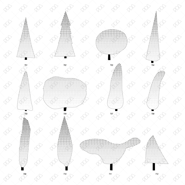 Vector Naïve Trees Set (Front view) - Post Digital Architecture — Free and Affordable Resources for Architects
