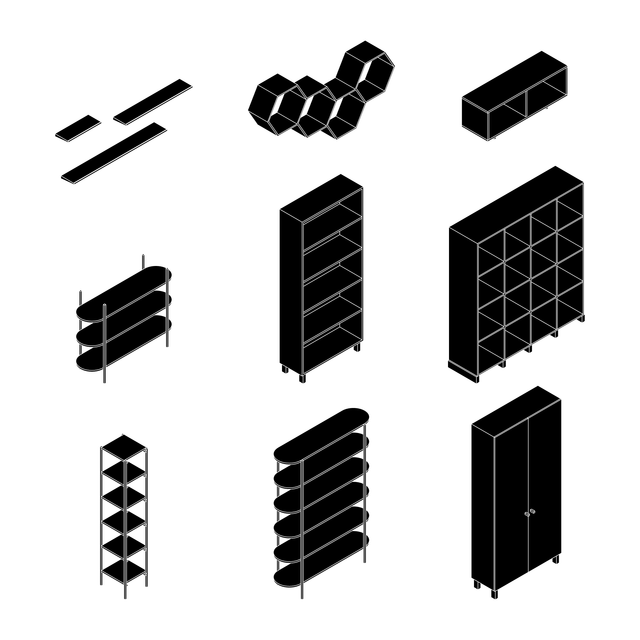 Vector Isometric Shelving Systems Set - Post Digital Architecture — Free and Affordable Resources for Architects