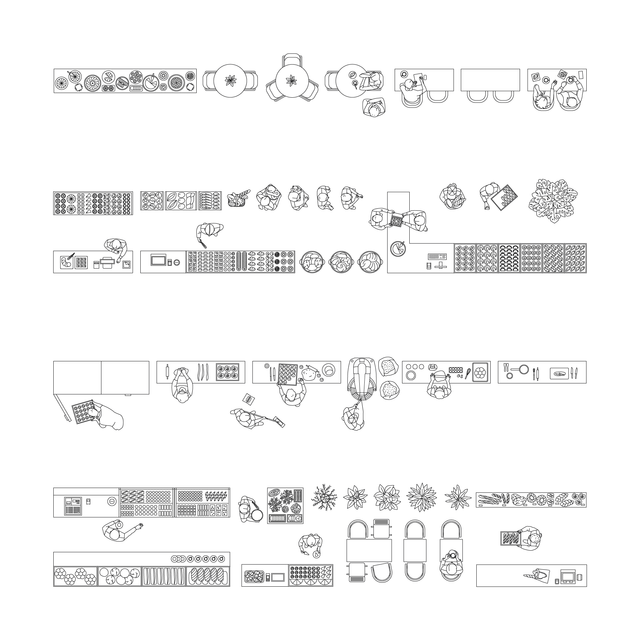 CAD, Vector Bakery Set (Top view) - Post Digital Architecture — Free and Affordable Resources for Architects