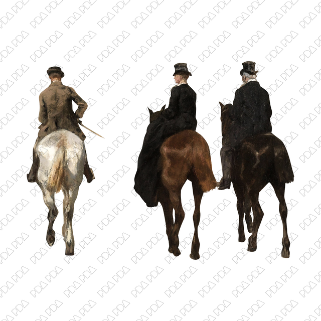 Artcutout Scenes - Animals and Farm: Three Horse Riders (PNG) - Post Digital Architecture — Free and Affordable Resources for Architects