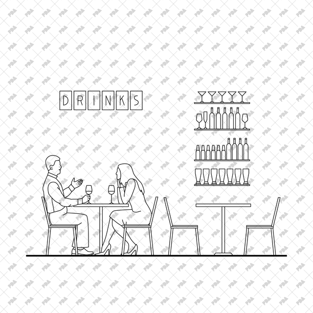 CAD, Vector Bar and Pub Set (Front view and side view) - Post Digital Architecture — Free and Affordable Resources for Architects