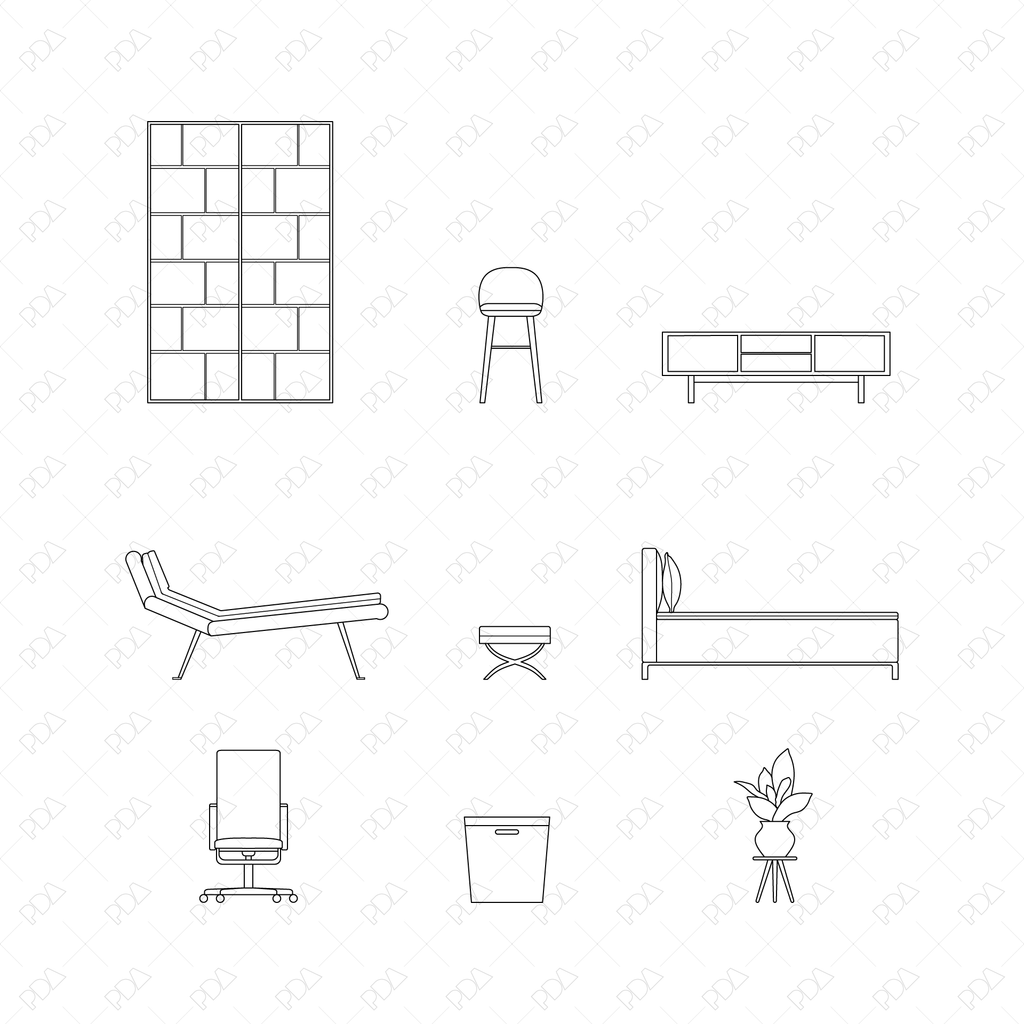 CAD and Vector Household Furniture Post Digital Architecture