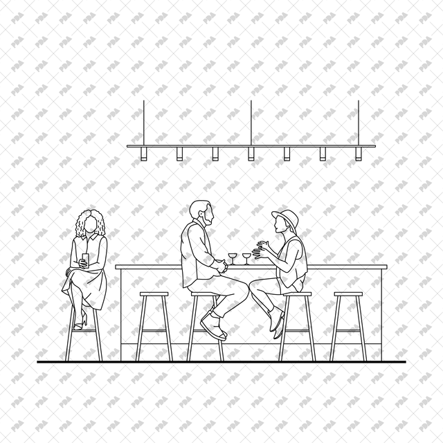 CAD, Vector Bar and Pub Set (Front view and side view) - Post Digital Architecture — Free and Affordable Resources for Architects