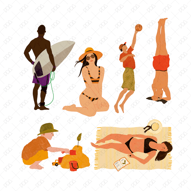 Hand Drawn Beach People - Post Digital Architecture — Free and Affordable Resources for Architects
