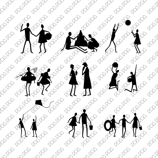 Vector Japanese People - Playing on the Beach - Post Digital Architecture — Free and Affordable Resources for Architects