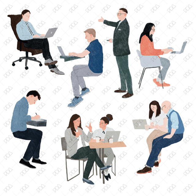 Hand Drawn Office People - Post Digital Architecture — Free and Affordable Resources for Architects