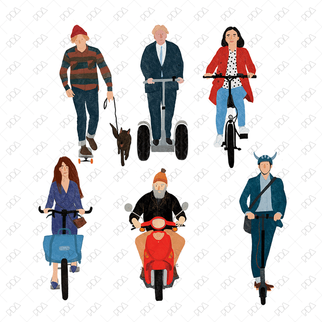 Hand Drawn Urban Riders (Front view) - Post Digital Architecture — Free and Affordable Resources for Architects