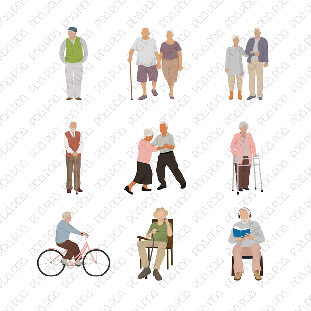 Vector Senior People Set (12 Figures) - Post Digital Architecture — Free and Affordable Resources for Architects