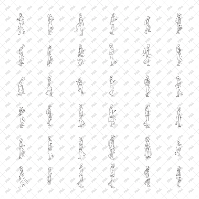 CAD, Vector, PNG People Going Up and Down Stairs in Side View - Post Digital Architecture — Free and Affordable Resources for Architects