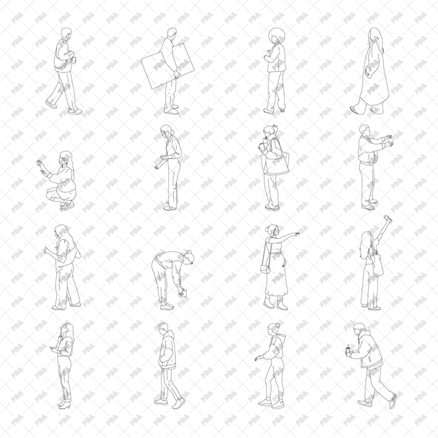 CAD, Vector, PNG Characters Shopping in Side View - Post Digital Architecture — Free and Affordable Resources for Architects