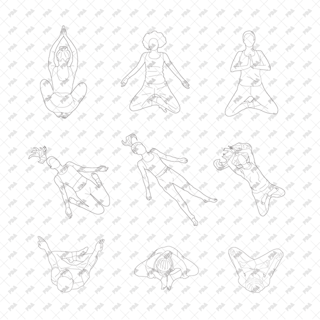 CAD, Vector, PNG People Meditating in Top View - Post Digital Architecture — Free and Affordable Resources for Architects