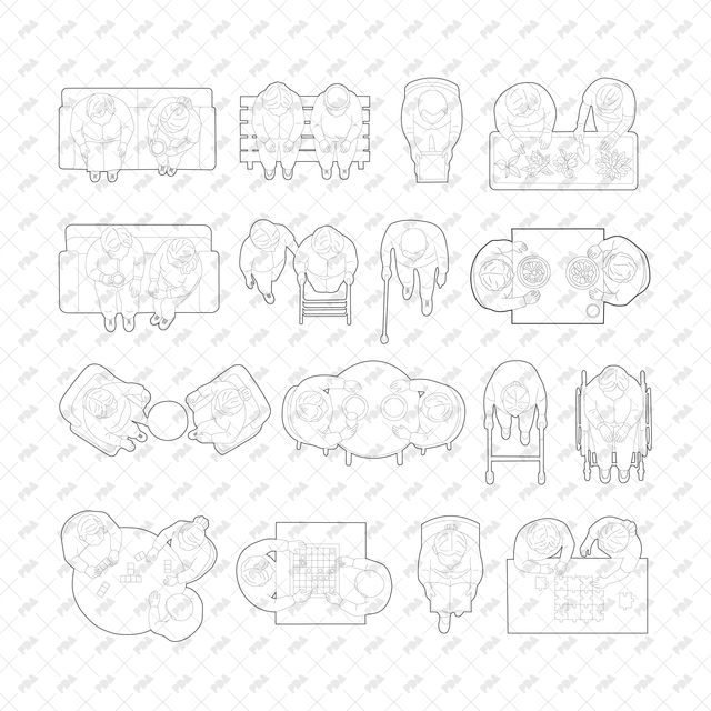 CAD, Vector, PNG Senior Living Characters Top View - Post Digital Architecture — Free and Affordable Resources for Architects