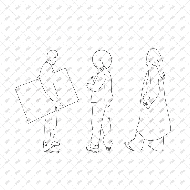 CAD, Vector, PNG Characters Shopping in Side View - Post Digital Architecture — Free and Affordable Resources for Architects