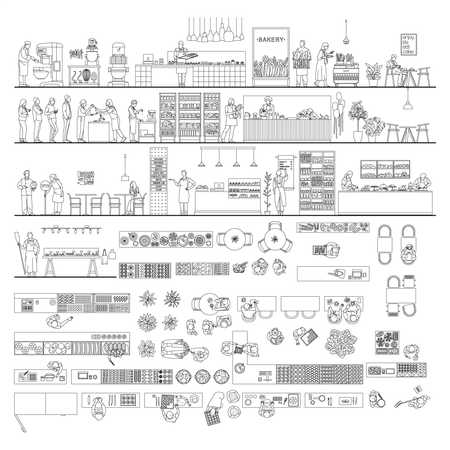 CAD, Vector All You Need for Bakery/ Cafeteria Design Multi Pack (Top ...