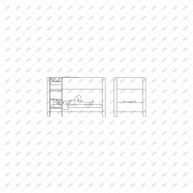 CAD, Vector, PNG Bunk Beds in Front and Side View - Post Digital Architecture — Free and Affordable Resources for Architects