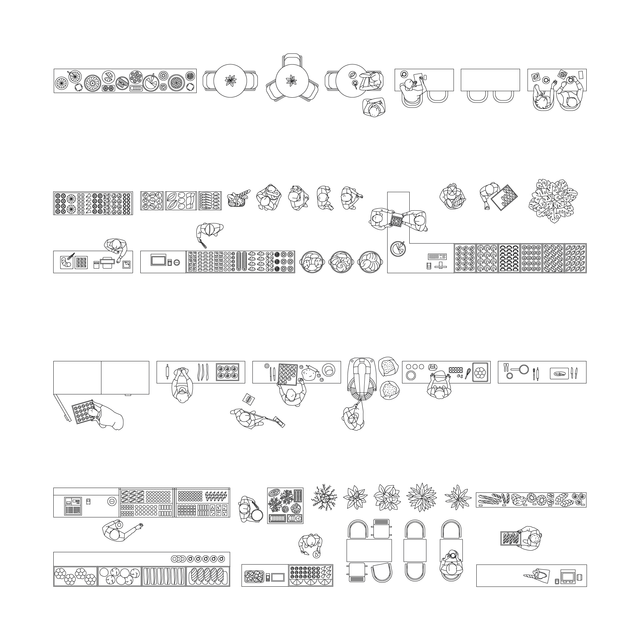 CAD, Vector All You Need for Bakery/ Cafeteria Design Multi Pack (Top, Side View)