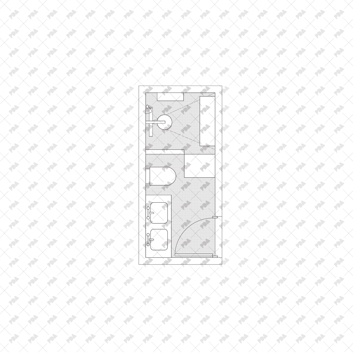 CAD, Vector, PNG Bathroom Layouts in Top View