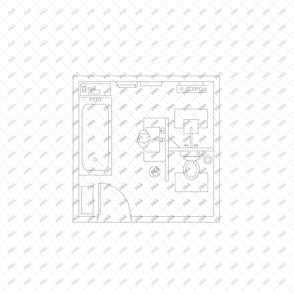 CAD, Vector, PNG Bathroom Layouts in Top View