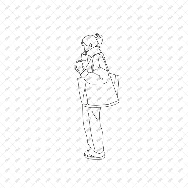 CAD, Vector, PNG Characters Shopping in Side View - Post Digital Architecture — Free and Affordable Resources for Architects