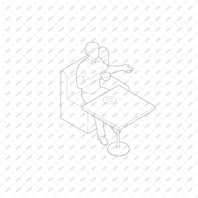 CAD, Vector, PNG People Enjoying at a Café in Isometric View - Post Digital Architecture — Free and Affordable Resources for Architects