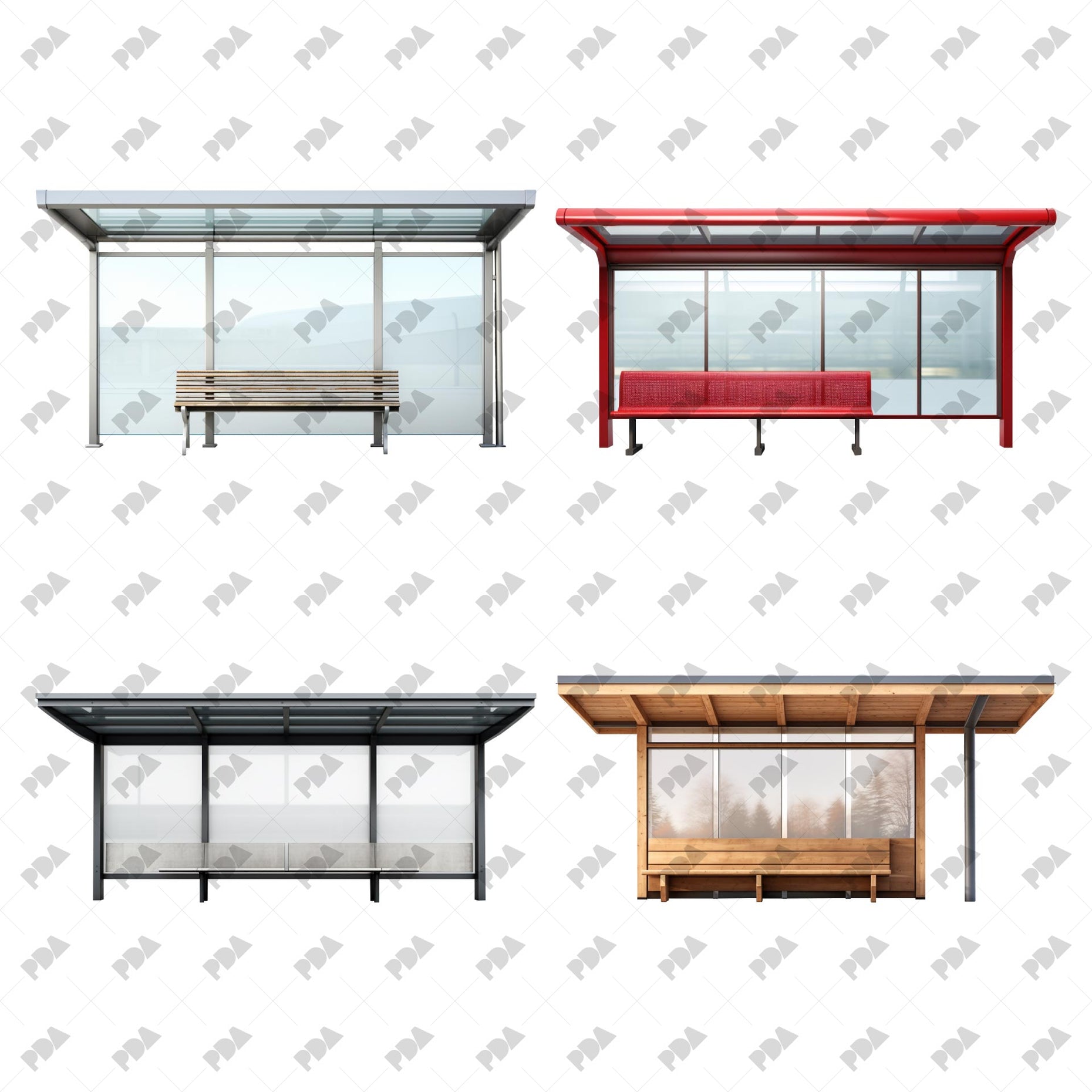 Bustop Pattern Cutout Bus Stops for Architectural Collages