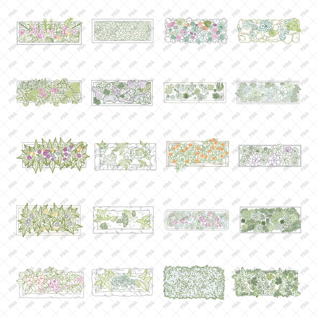 CAD, Vector, PNG Street Urban Planters in Color and B/W (Top View) - Post Digital Architecture — Free and Affordable Resources for Architects