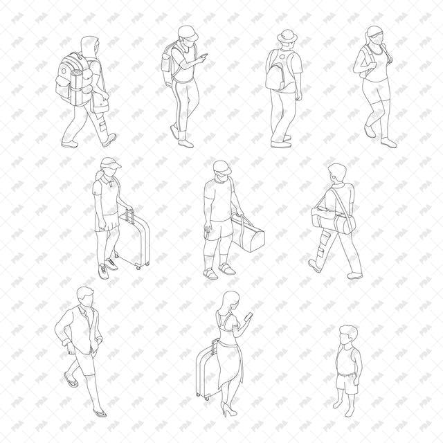CAD, Vector Isometric Tourists at Summer Resort - Post Digital Architecture — Free and Affordable Resources for Architects