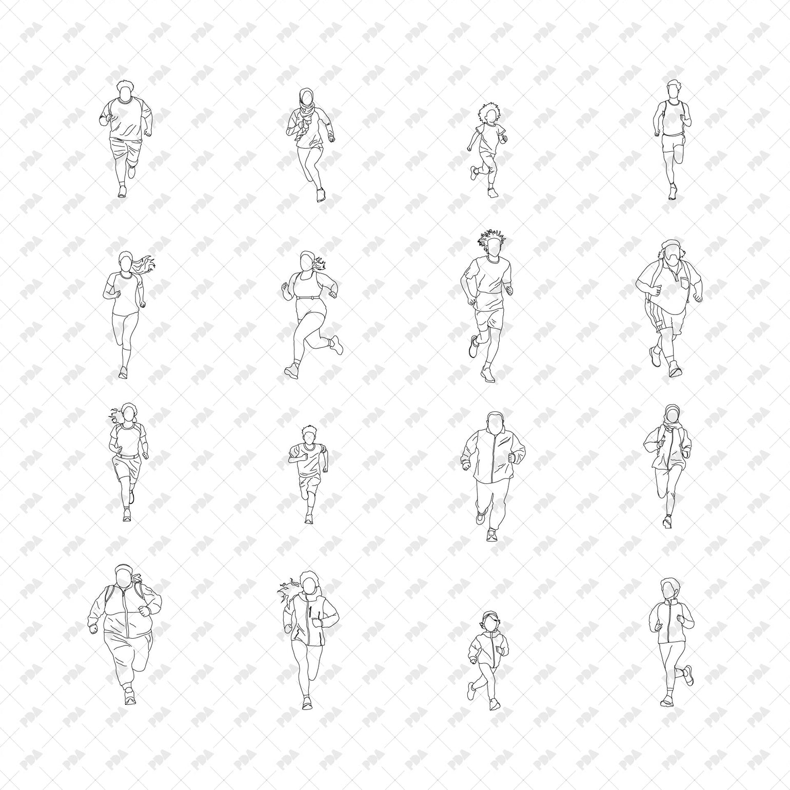CAD Vector Running & Jogging Characters for Drawings