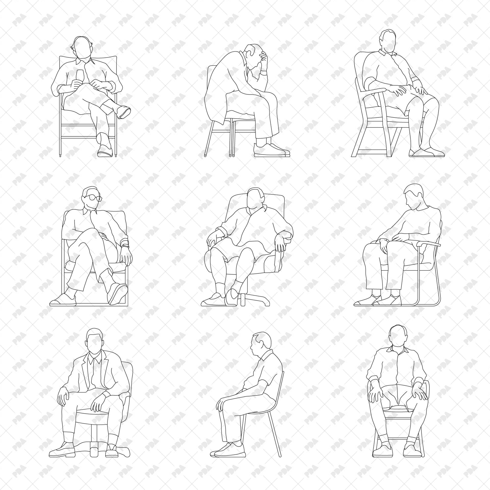 CAD, Vector Men Sitting | Post Digital Architecture | Post Digital ...