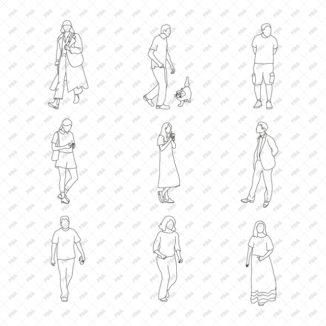 CAD Vector PNG Street People in Front and Side Views - Post Digital Architecture — Free and Affordable Resources for Architects