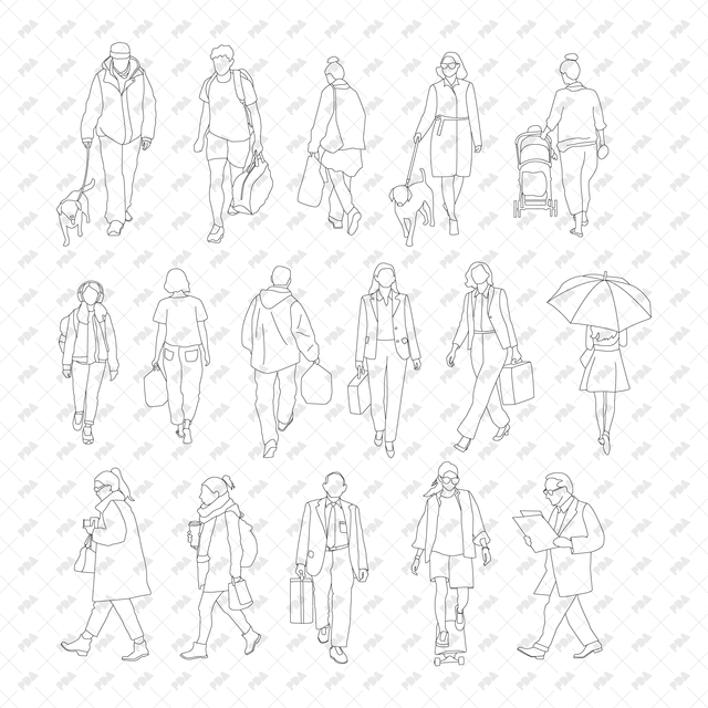 CAD, Vector Pedestrians Set - Post Digital Architecture — Free and Affordable Resources for Architects