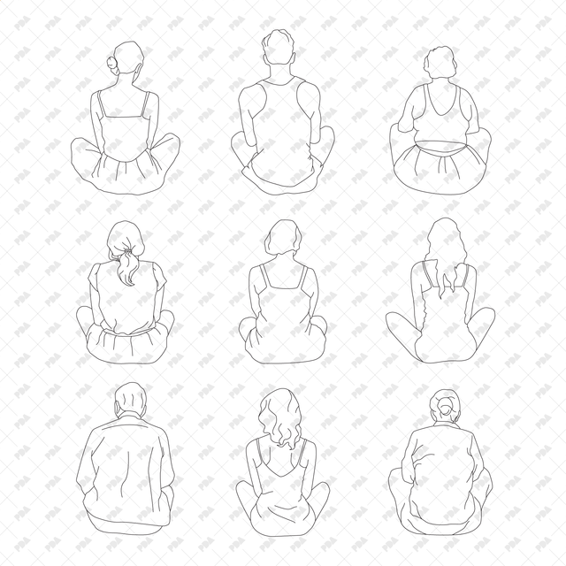 CAD, Vector Sitters in Back View Set - Post Digital Architecture — Free and Affordable Resources for Architects