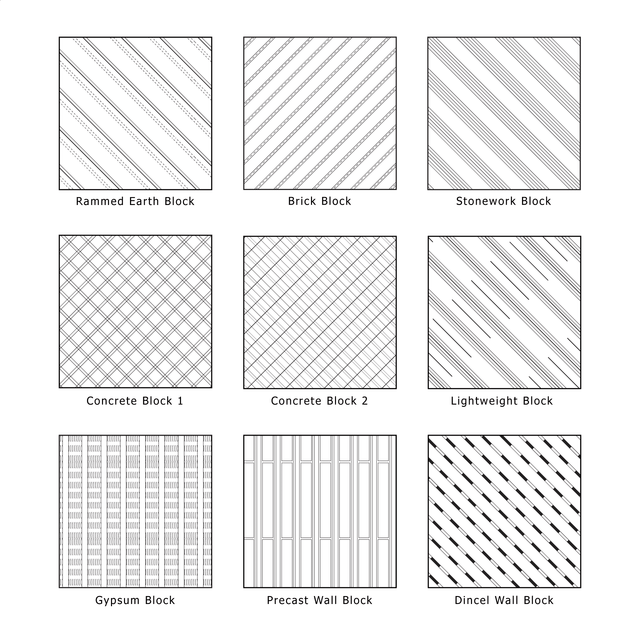 Illustrator Pattern Library - Wall Cross Section Patterns (building blocks)