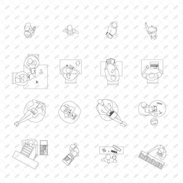 CAD, Vector, PNG Library Characters in Top View