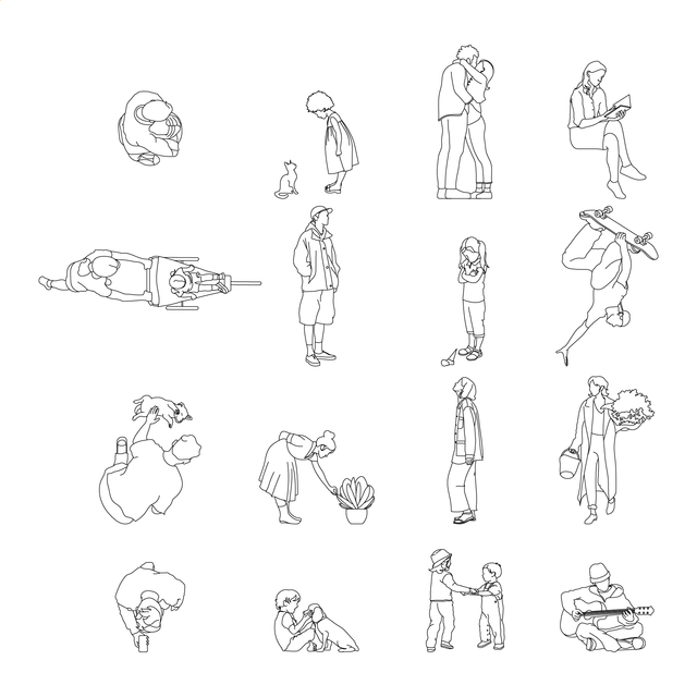 CAD, Vector Daily Life People Set (Top and side view)