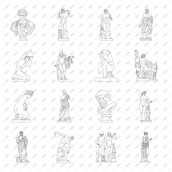 CAD Vector PNG Ancient Statues