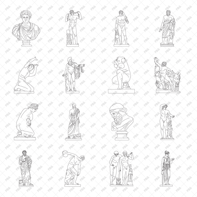 CAD Vector PNG Ancient Statues - Post Digital Architecture — Free and Affordable Resources for Architects