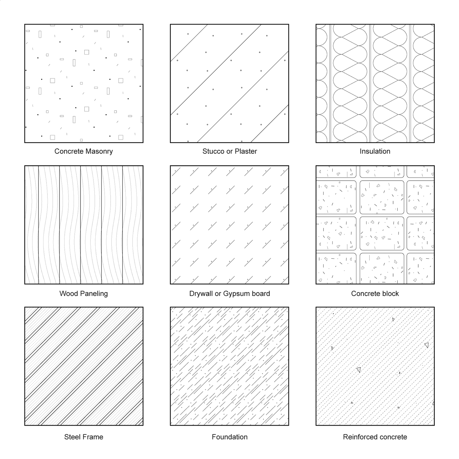 Illustrator Pattern Library - Wall Cross Section Big Set