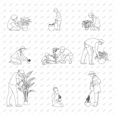 CAD, Vector People with Plants
