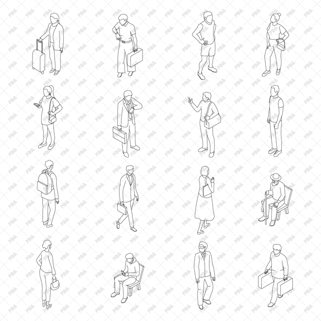 CAD, Vector, PNG Isometric View Urban Waiting People - Post Digital Architecture — Free and Affordable Resources for Architects